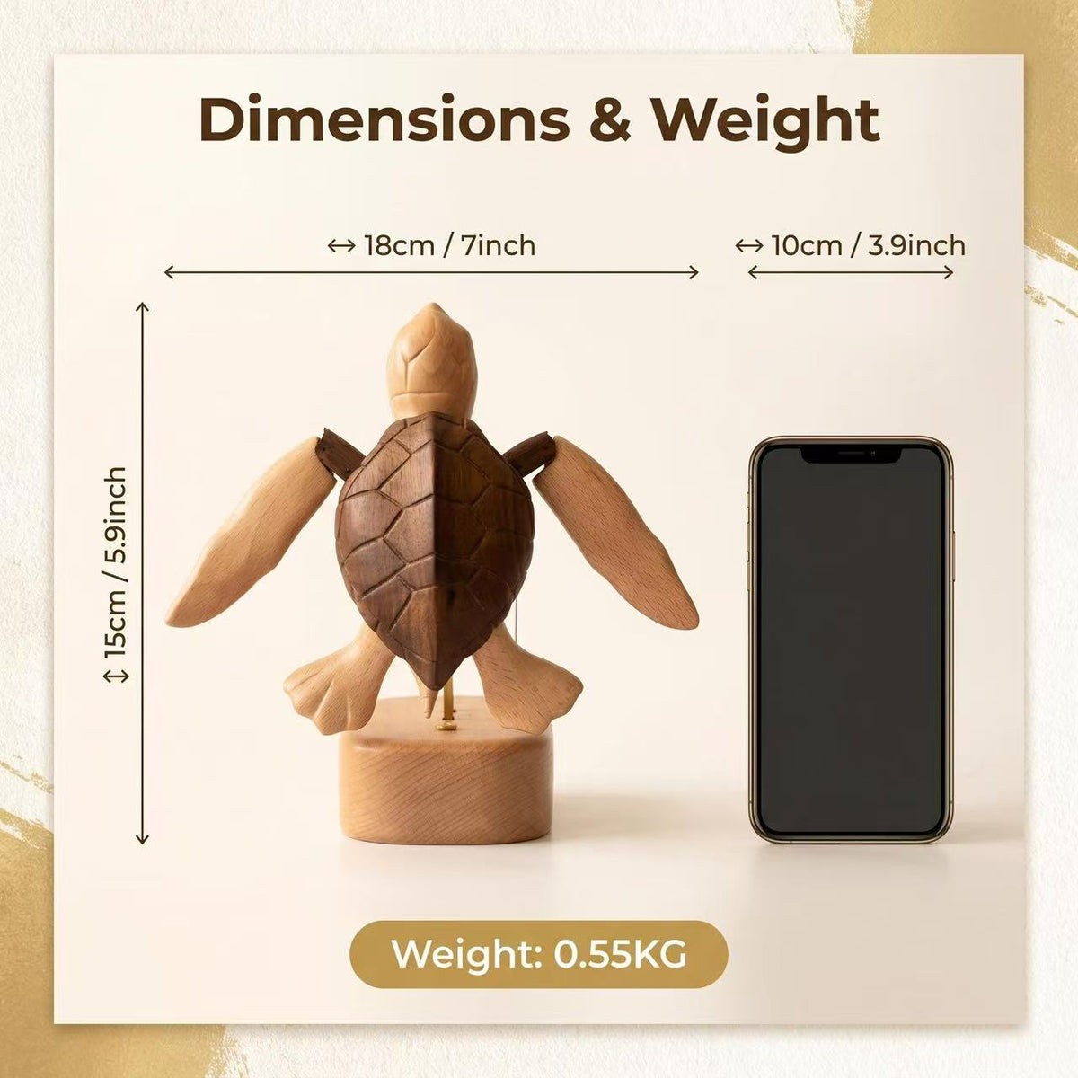 Handcrafted Wooden Sea Turtle Automaton | Kinetic Ocean Art & Moving Desk Decor
