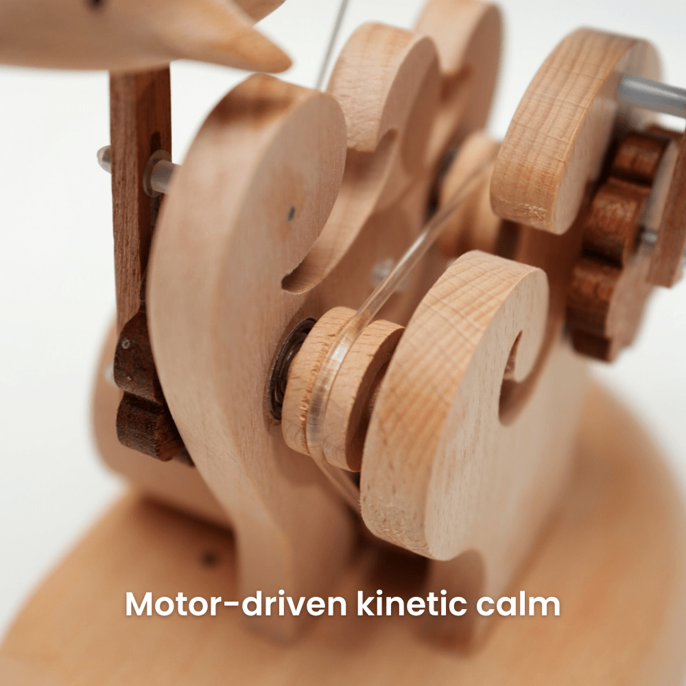 Handcrafted Wooden Dolphin Automaton | Kinetic Ocean Art for Desk Decor