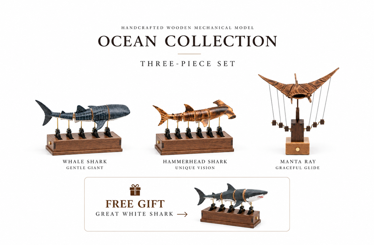 Handcrafted Wooden Ocean Animal Mechanical Model