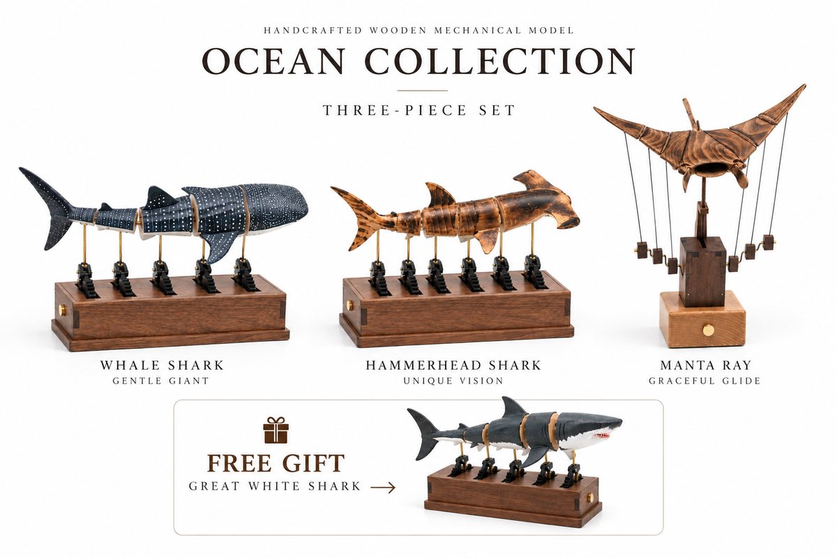 Handcrafted Wooden Ocean Animal Mechanical Model
