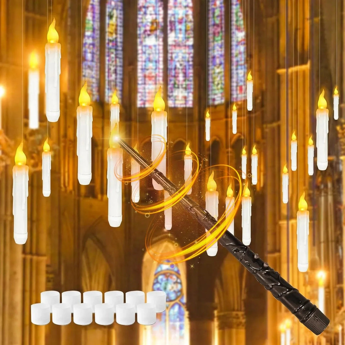 LED Floating Candles with Magic Wand Control