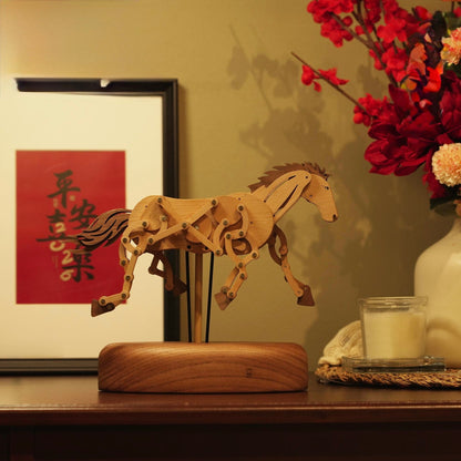 Handcrafted Wooden Horse Automaton with Moving Legs
