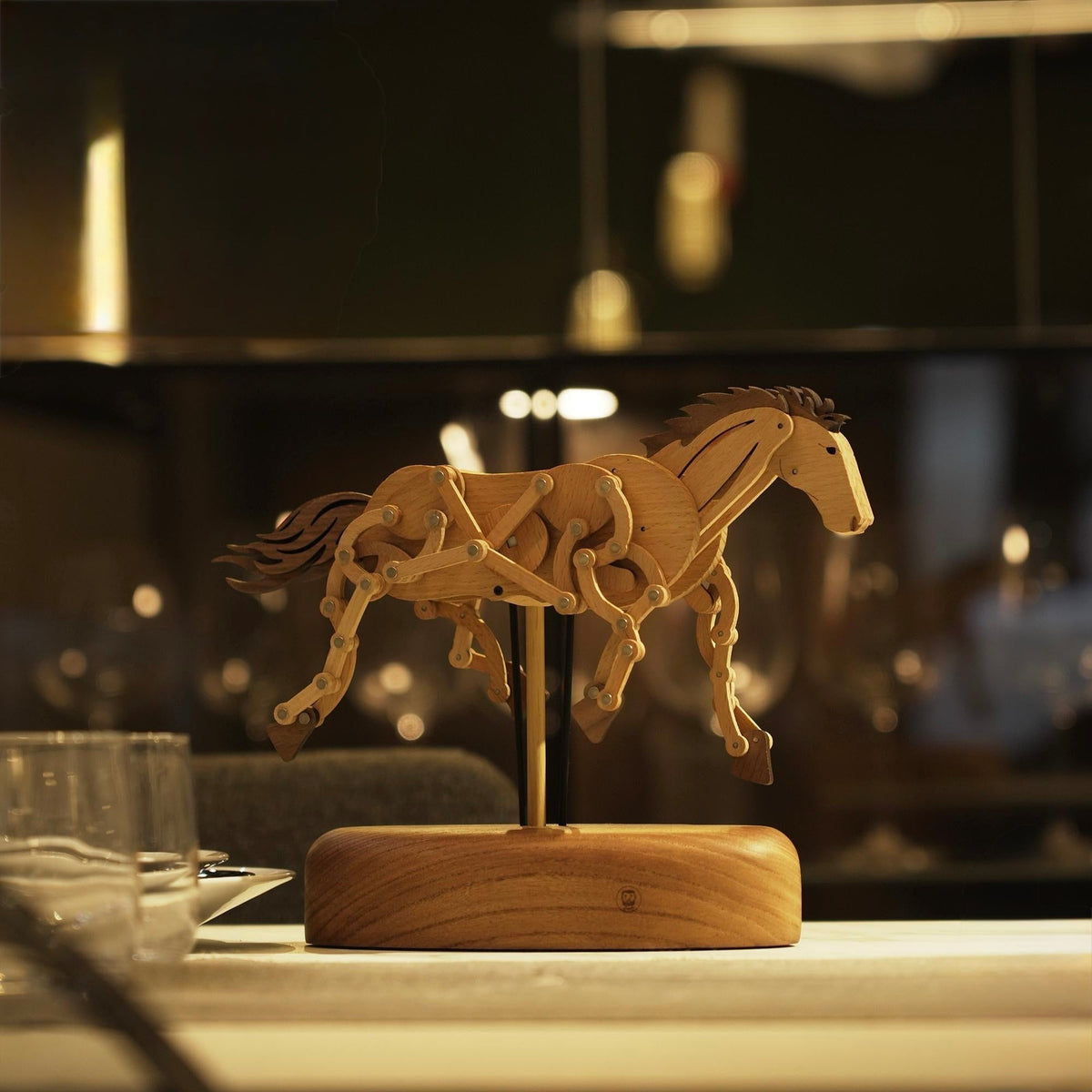 Handcrafted Wooden Horse Automaton with Moving Legs
