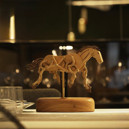 Handcrafted Wooden Horse Automaton with Moving Legs