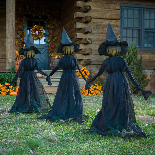 Set of 3 Illuminated Halloween Witches