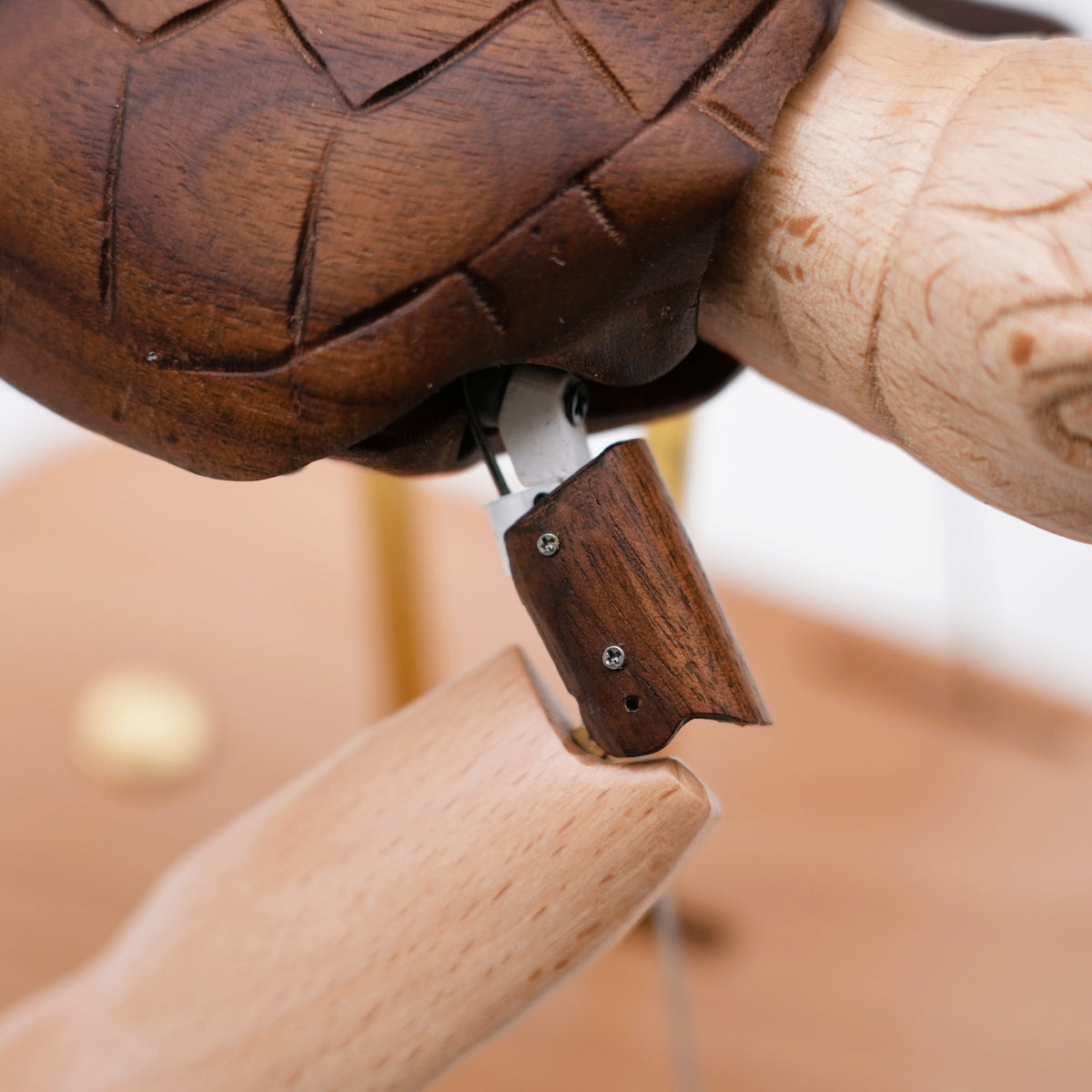 Handcrafted Wooden Sea Turtle Automaton | Kinetic Ocean Art & Moving Desk Decor