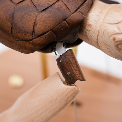 Handcrafted Wooden Sea Turtle Automaton | Kinetic Ocean Art & Moving Desk Decor