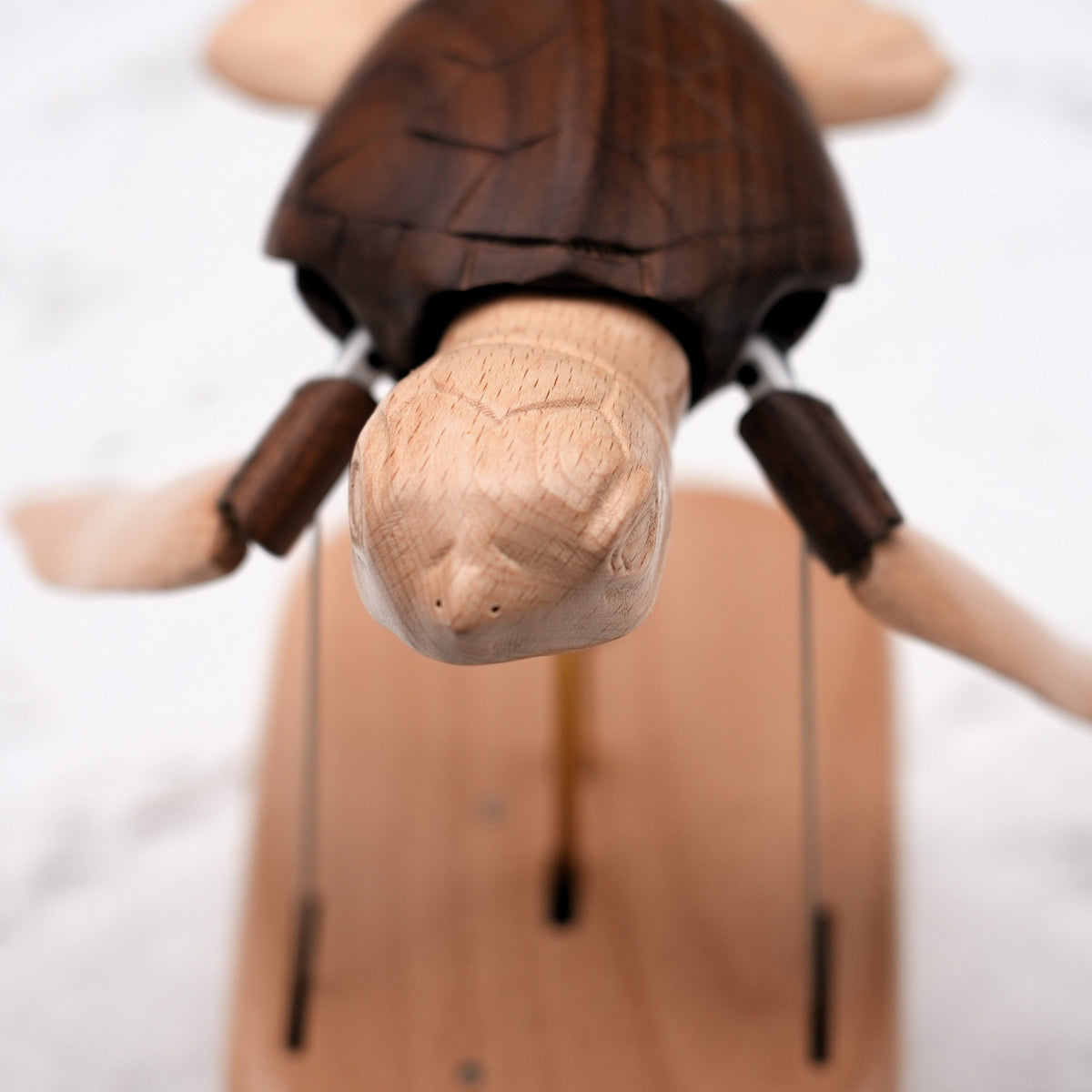 Handcrafted Wooden Sea Turtle Automaton | Kinetic Ocean Art & Moving Desk Decor