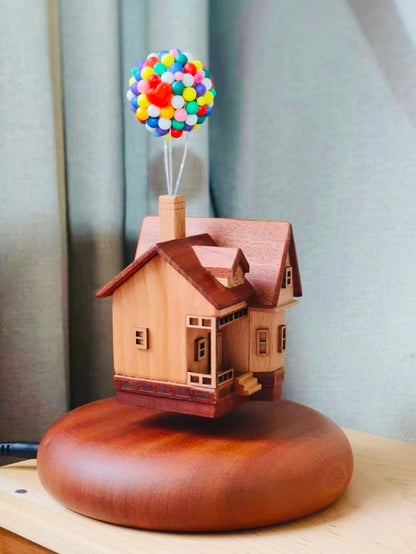 Handcrafted Magnetic Levitating Wooden Flying House