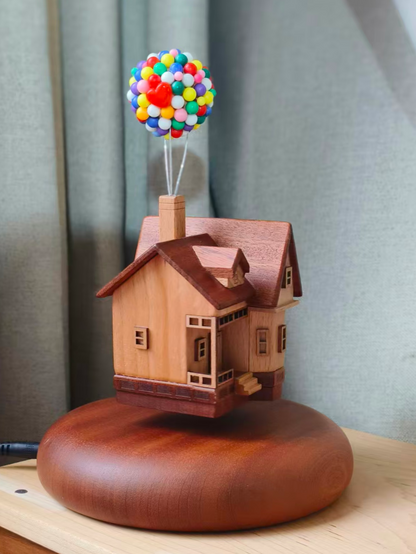 Handcrafted Magnetic Levitating Wooden Flying House