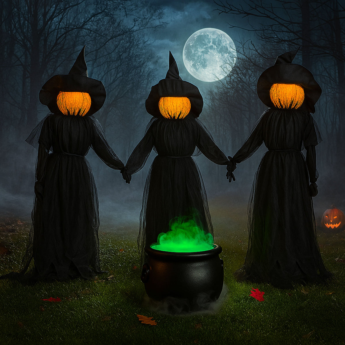 Set of 3 Illuminated Halloween Witches