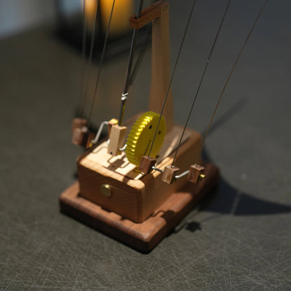 Handcrafted Wooden Manta Ray Automaton — Kinetic Desk Sculpture | CHAMELEON